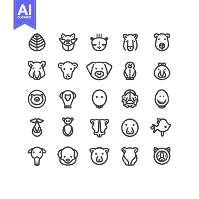 Popular premium asset: A Set of 25 Black Line Animal Icons