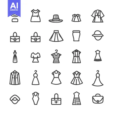 Aset premium populer: A Set of 25 Clothing and Accessory Icons