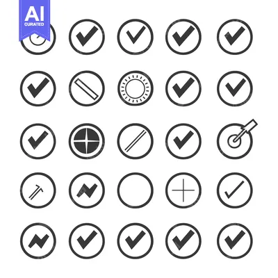 Aset desain premium: A Set of 25 Different Checkmark Icons in Circles