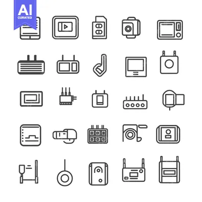 Premium design asset: A Set of 25 Electronic Device Icons in Outline Style