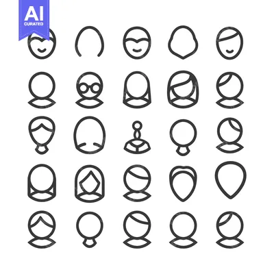Premium design asset: A Set of 25 Line Art User Profile Icons