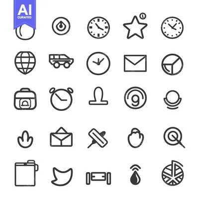 Aset premium populer: A Set of 25 Line Icons for Diverse Concepts and Activities