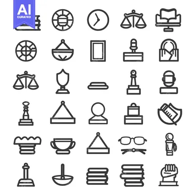 Premium design asset: A Set of 30 Black and White Outline Icons Related to Education and Kno