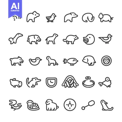Aset desain premium: A Set of 36 Animal and Bird Icons