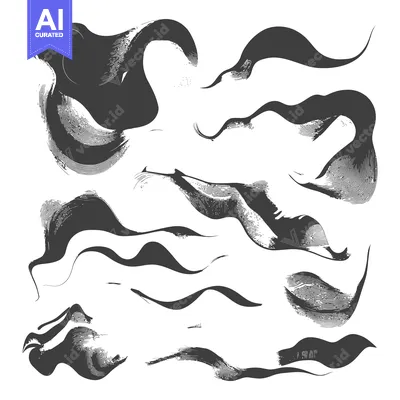Aset premium populer: A Set of Abstract Swirls and Waves in Black and White