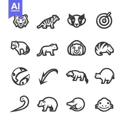 Popular premium asset: A set of animal icons with black outlines