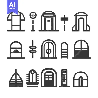 Aset premium populer: A Set of Arched Door and Window Icons