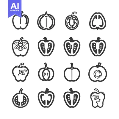 Premium design asset: A Set of Bell Pepper Icons in Different Slices and Styles