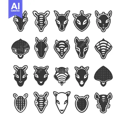 Aset premium populer: A Set of Black and White Armadillo Animal Icons