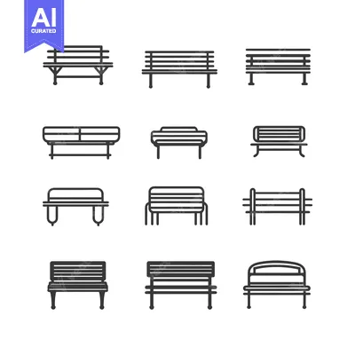 Aset premium populer: A Set of Black and White Bench Outline Icons