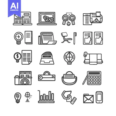 Aset desain premium: A Set of Black and White Business Icons