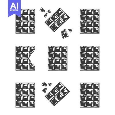 Aset desain premium: A Set of Black and White Chocolate Bar Illustrations