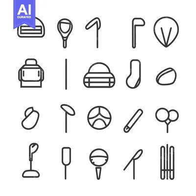 A Set of Black and White Golfing Icons