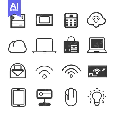 Popular premium asset: A Set of Black and White Icons for Technology and Computing Devices
