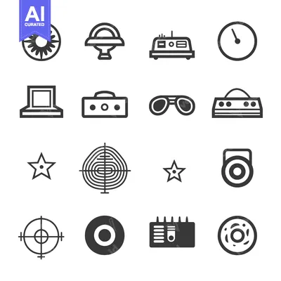 Aset premium populer: A Set of Black and White Icons Related to Science and Technology