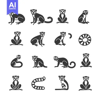 Popular premium asset: A Set of Black and White Lemur Icons