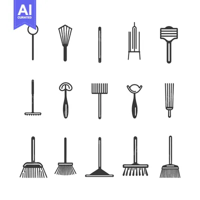 Aset premium populer: A Set of Black and White Line Drawings Depicting Various Types of Broo