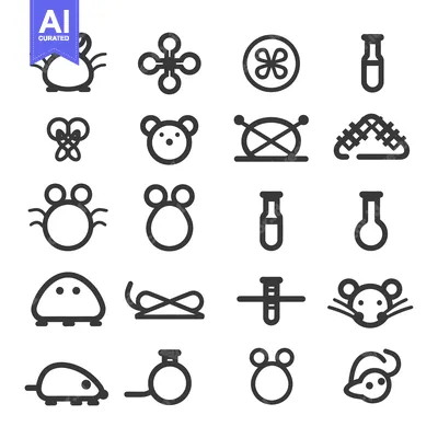 Aset desain premium: A Set of Black and White Mouse and Laboratory Icons