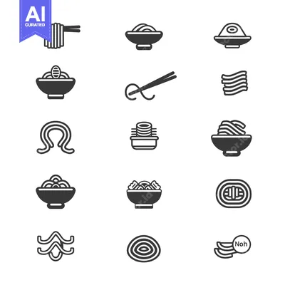 Aset premium populer: A Set of Black and White Noodle Icons