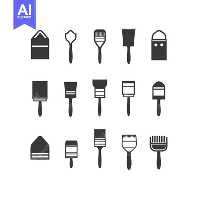 A Set of Black and White Painting and Decorating Tools Icons