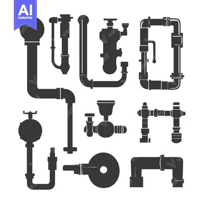 Popular premium asset: A Set of Black and White Plumbing Pipe Illustrations