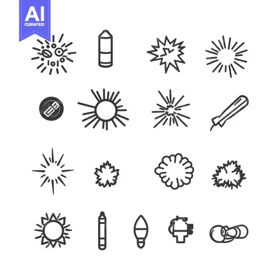 Aset desain premium: A Set of  Black and White Starburst Icons