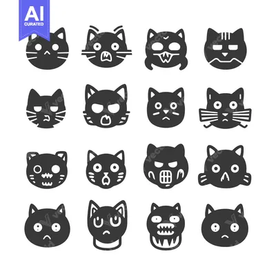 Popular premium asset: A Set of Black Cat Emojis with Different Facial Expressions