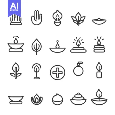 Popular premium asset: A Set of Candle and Fire Icons in Line Style
