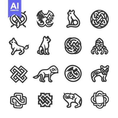 Aset desain premium: A Set of Celtic Knotwork Designs Featuring Animals