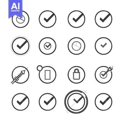 Aset premium populer: A Set of Check Mark and Other Icons Within Circles