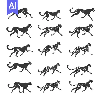 Premium design asset: A Set of Cheetah Silhouettes in Running and Walking Poses