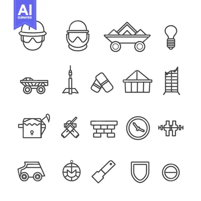 Aset premium populer: A Set of Construction Industry and Safety Related Icons