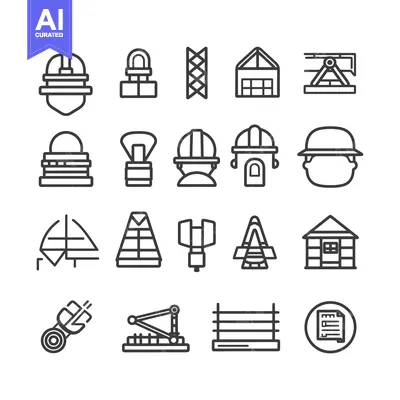 Aset desain premium: A Set of Construction-Related Line Icons