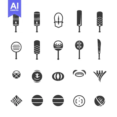 Premium design asset: A Set of Cricket-Themed Silhouette Icons