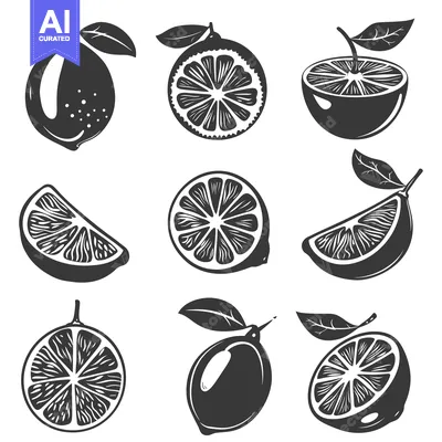 Aset premium populer: A Set of Detailed Black and White Illustrations of Lemons and Limes