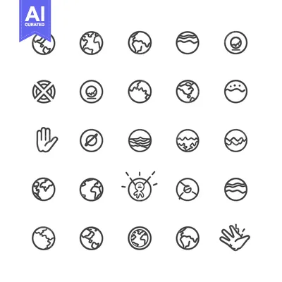 Aset premium populer: A Set of Earth and World Icons Depicting Various Concepts