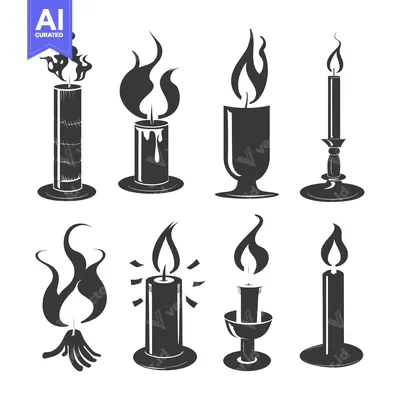 A Set of Eight Black and White Candle Silhouettes