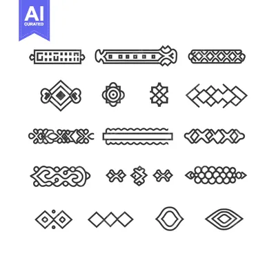Aset premium populer: A Set of Eighteen Geometric Line Art Design Elements