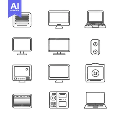 Aset premium populer: A Set of Electronic Devices in Outline Form