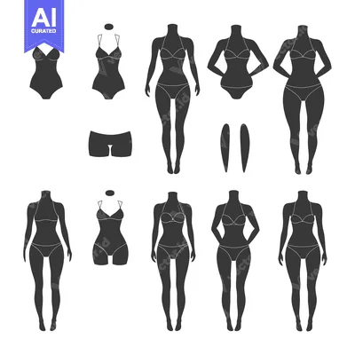 Premium design asset: A Set of Female Silhouettes Wearing Different Swimsuits