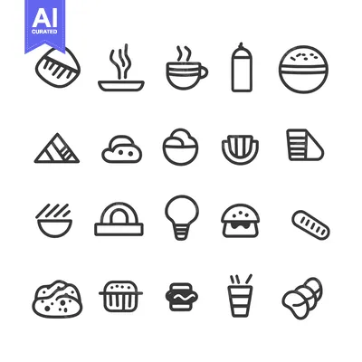 Popular premium asset: A Set of Food and Drink Line Icons