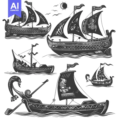 Popular premium asset: A Set of Four Ancient Sailing Ships with Intricate Designs