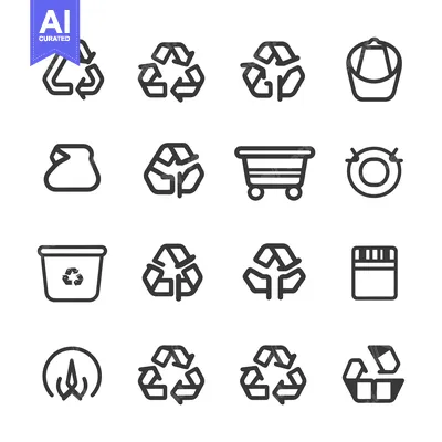 Popular premium asset: A Set of Fourteen Black and White Recycling Icons
