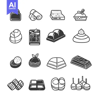 Aset premium populer: A Set of Fourteen Chocolate and Sweet Dessert Icons