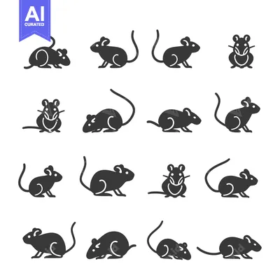 Aset premium populer: A Set of Fourteen Different Black and White Mouse Illustrations