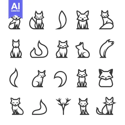Aset premium populer: A Set of Fox Illustrations with Variations on Body and Tail Shapes