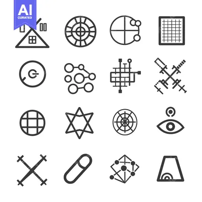 Aset premium populer: A Set of Geometric Shapes and Symbols