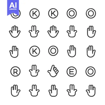 Popular premium asset: A Set of Hand and Symbol Icons in Black Outline