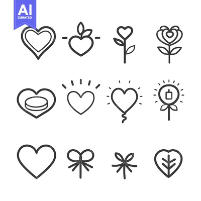 Premium design asset: A Set of Hand-Drawn Heart-Themed Line Icons