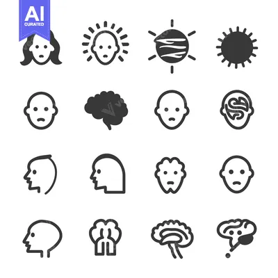 Premium design asset: A Set of Head and Brain Icons for Human Anatomy and Psychology Concept